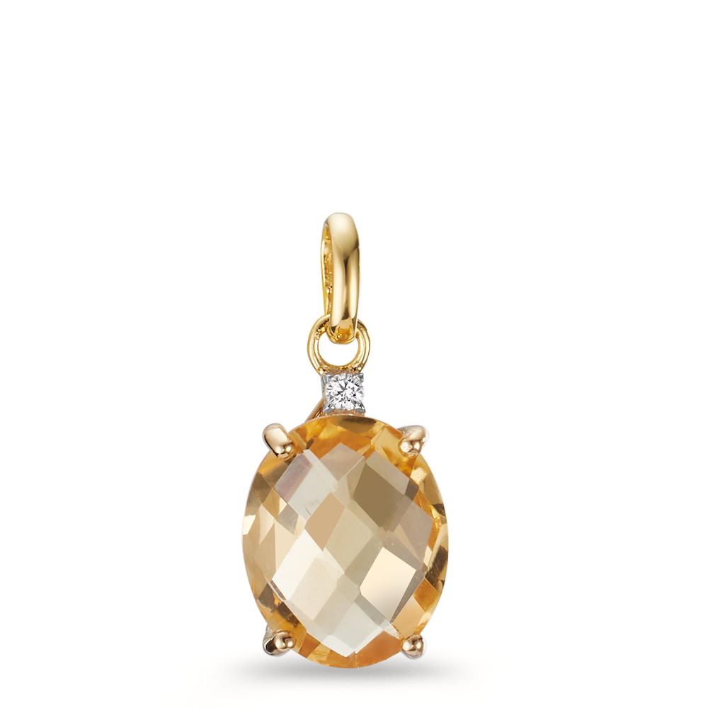 Pendant 9k Yellow Gold Citrine, Zirconia