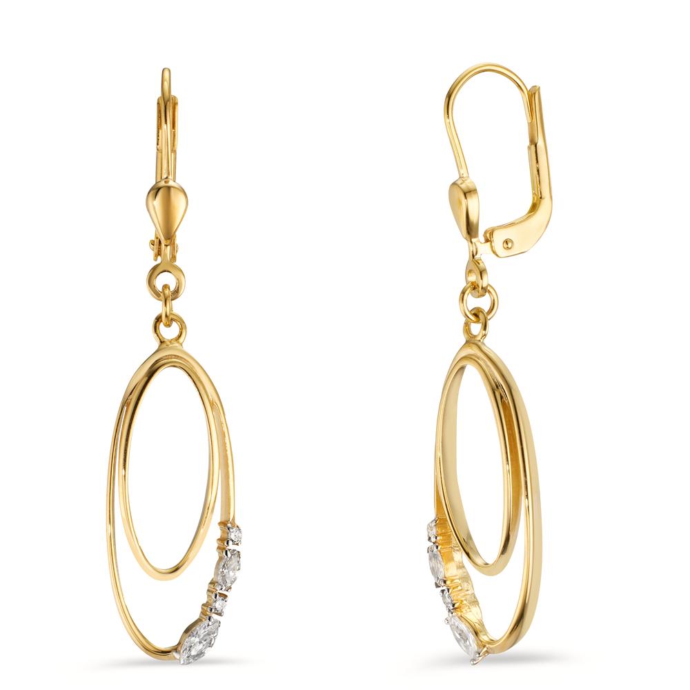 Drop Earrings 9k Yellow Gold Zirconia 8 Stones