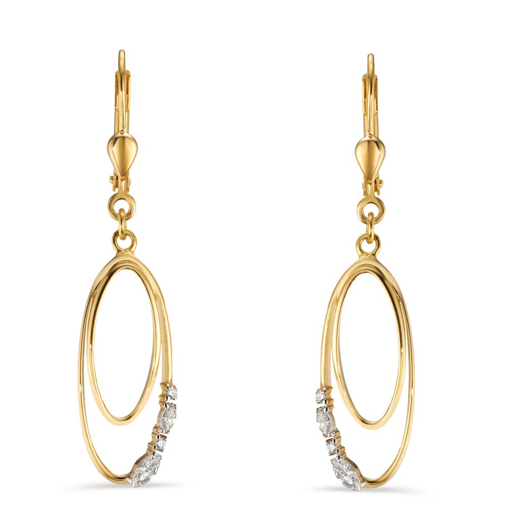 Drop Earrings 9k Yellow Gold Zirconia 8 Stones