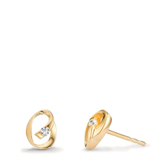 Stud earrings 9k Yellow Gold Zirconia 2 Stones