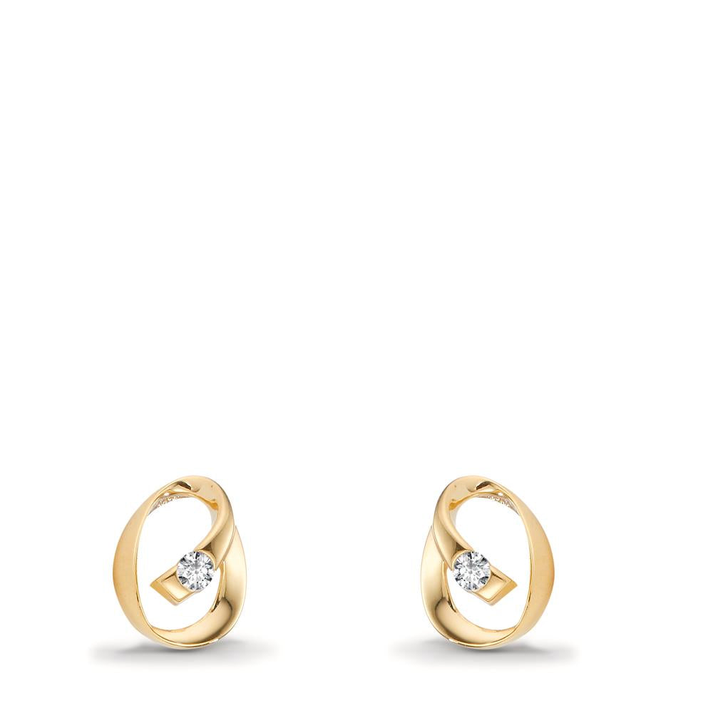 Stud earrings 9k Yellow Gold Zirconia 2 Stones