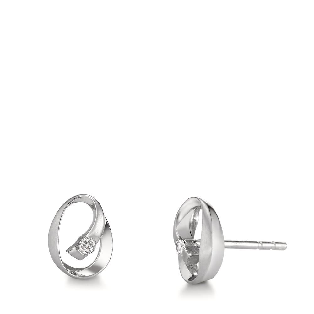 Stud earrings 9k White Gold Zirconia 2 Stones