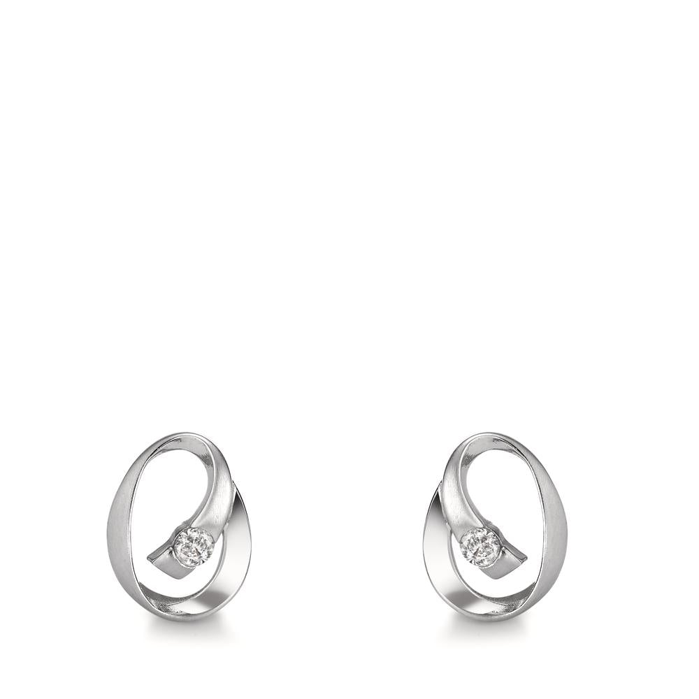 Stud earrings 9k White Gold Zirconia 2 Stones