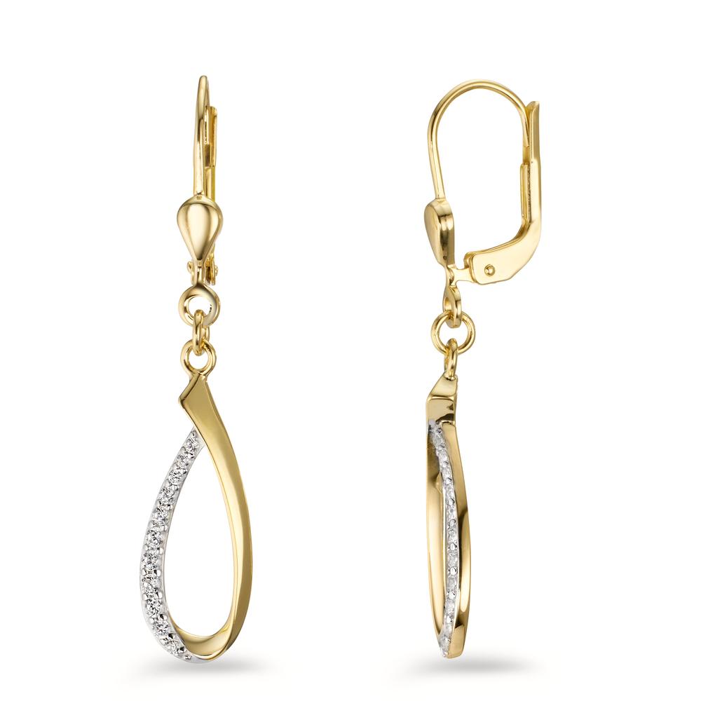 Drop Earrings 9k Yellow Gold Zirconia 22 Stones