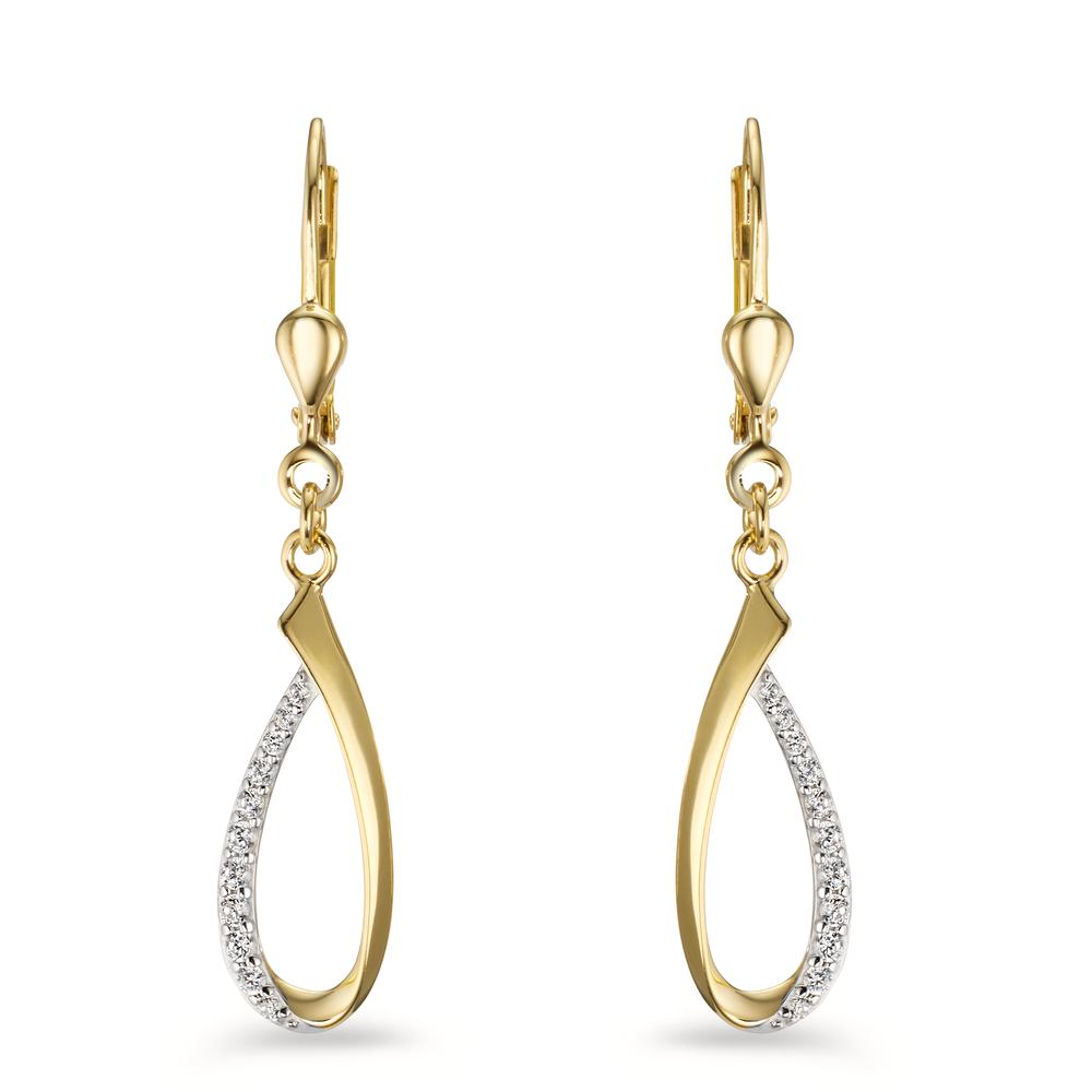 Drop Earrings 9k Yellow Gold Zirconia 22 Stones