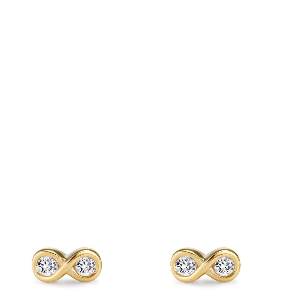 Stud earrings 9k Yellow Gold Zirconia 4 Stones Infinity