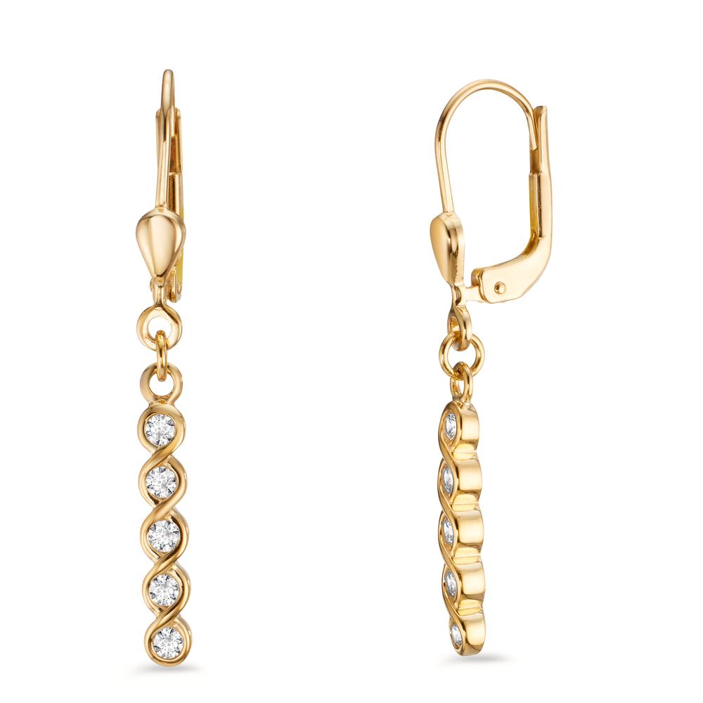 Drop Earrings 9k Yellow Gold Zirconia 10 Stones