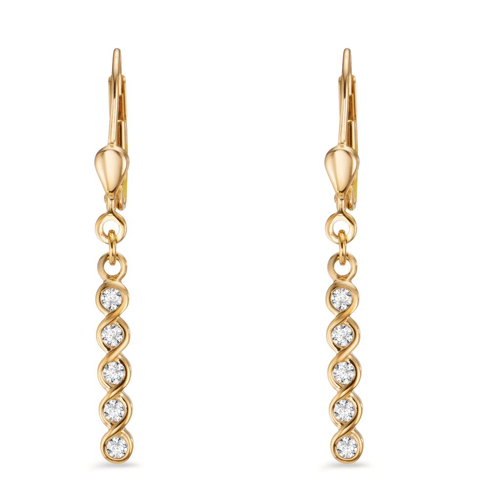 Drop Earrings 9k Yellow Gold Zirconia 10 Stones