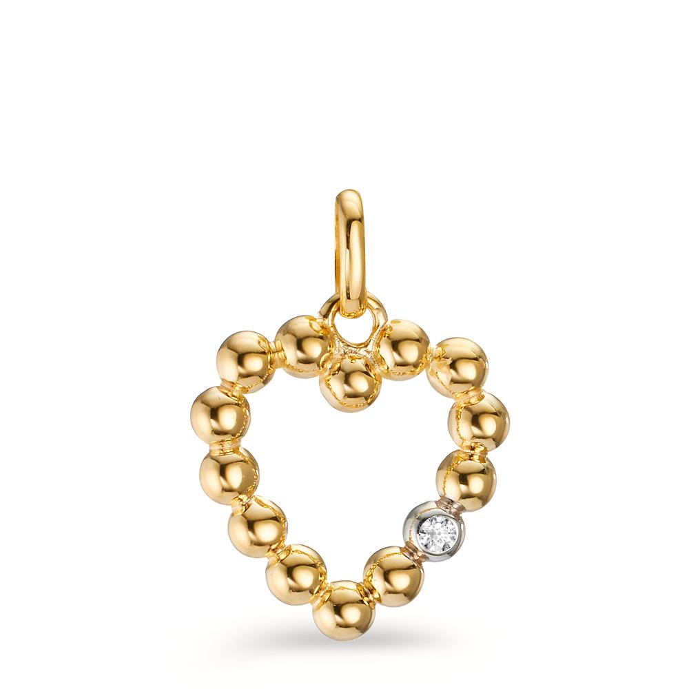 Pendant 9k Yellow Gold Zirconia Heart Ø13 mm