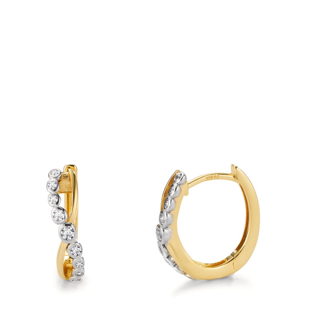 Hinged hoop 9k Yellow Gold Zirconia 18 Stones