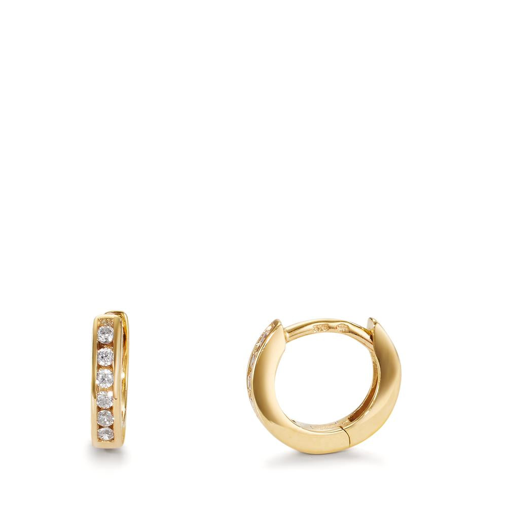 Hinged hoop 9k Yellow Gold Zirconia 12 Stones