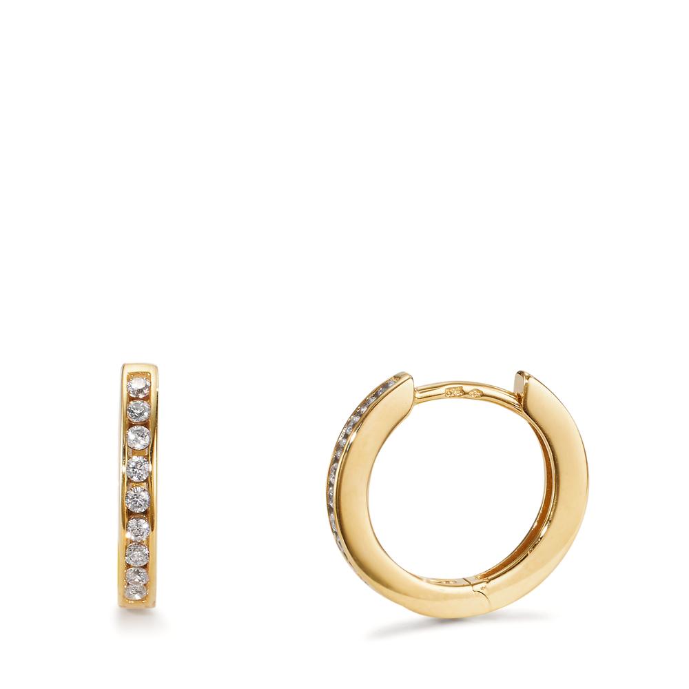 Hinged hoop 9k Yellow Gold Zirconia 18 Stones