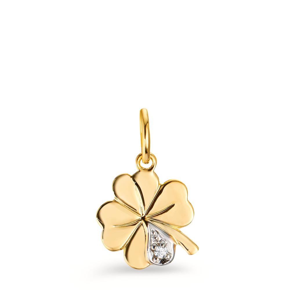 Pendant 9k Yellow Gold Zirconia Cloverleaf Ø9.5 mm