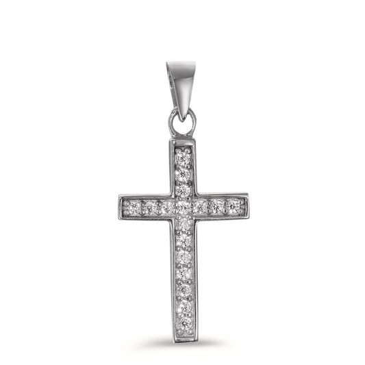 Pendant 9k White Gold Zirconia 17 Stones Cross