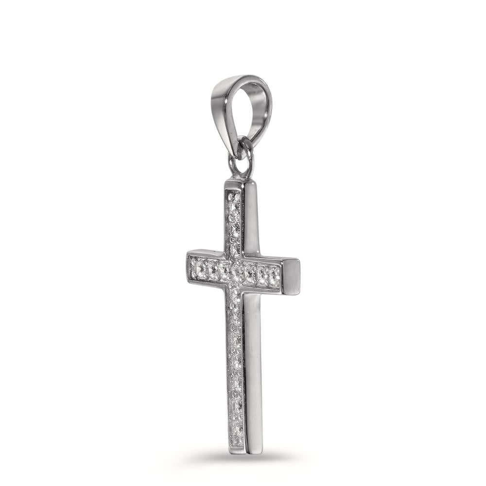 Pendant 9k White Gold Zirconia 17 Stones Cross