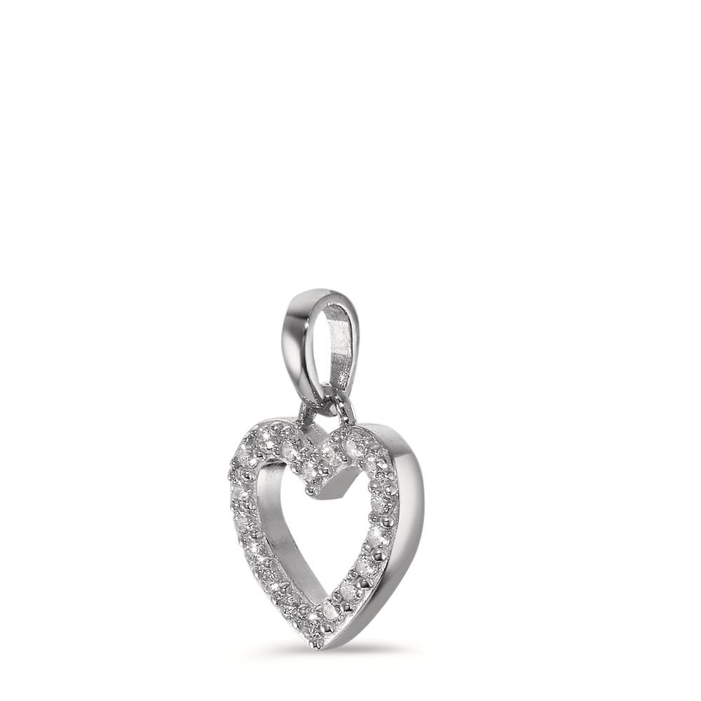 Pendant 9k White Gold Zirconia Heart Ø8 mm