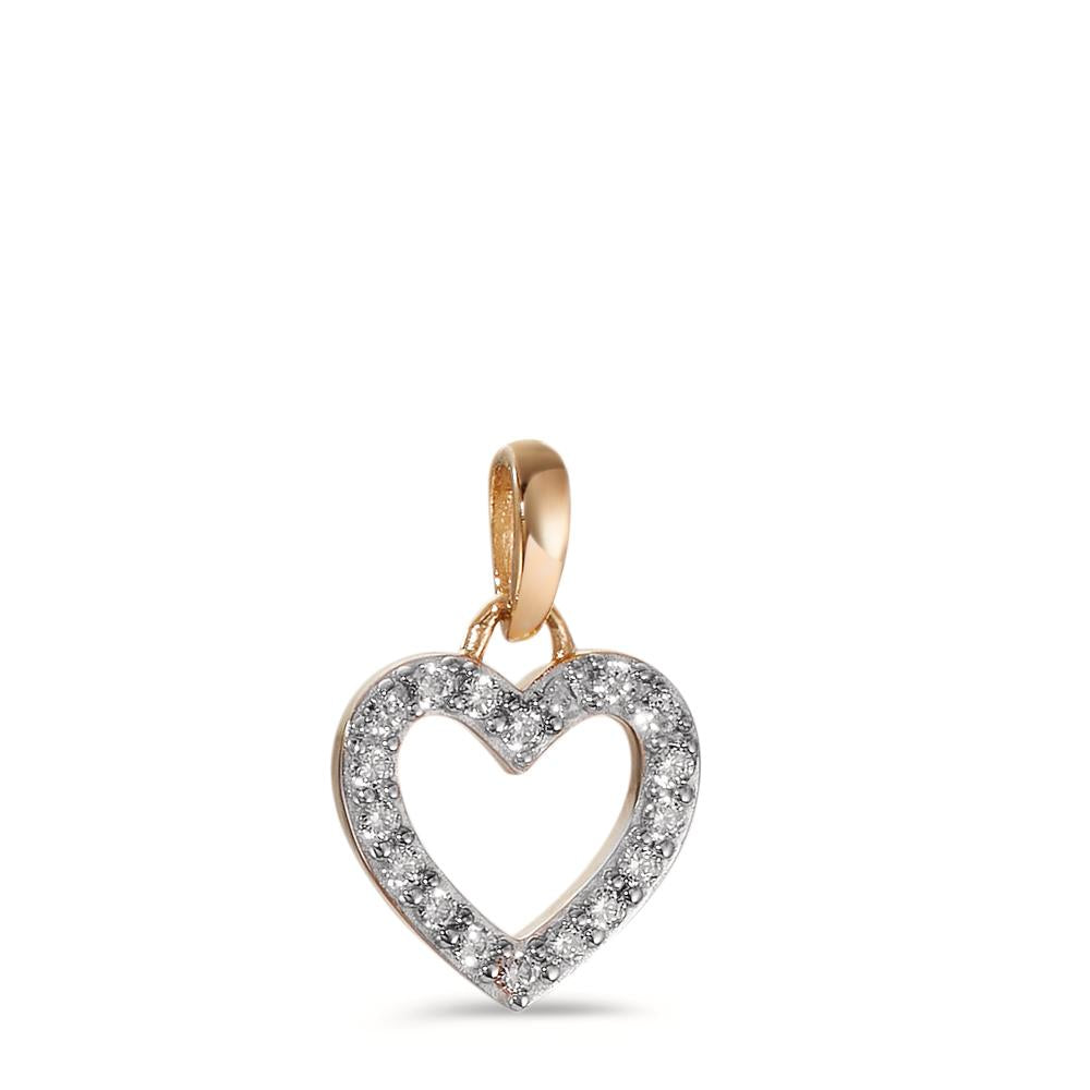 Pendant 9k Red Gold Zirconia Heart Ø8 mm