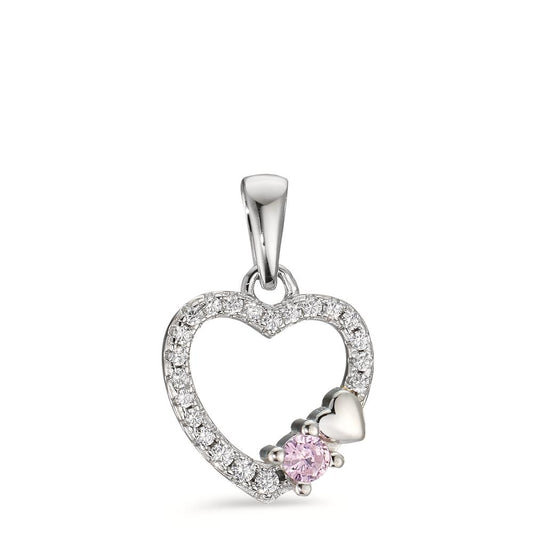 Pendant Silver Zirconia Rhodium plated Heart Ø11 mm