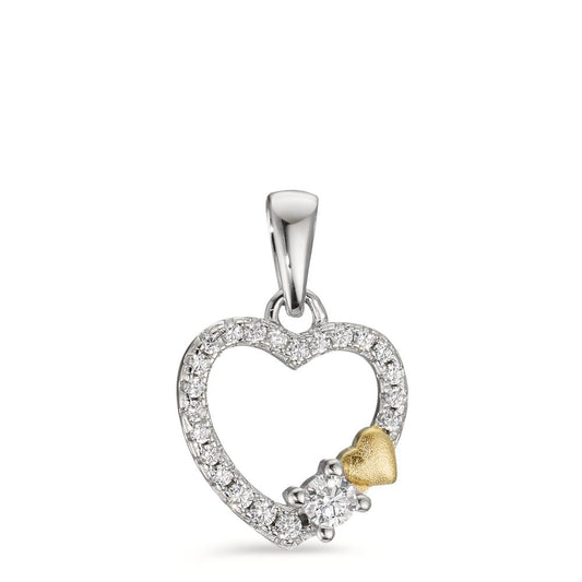 Pendant Silver Zirconia Yellow Rhodium plated Heart Ø11 mm