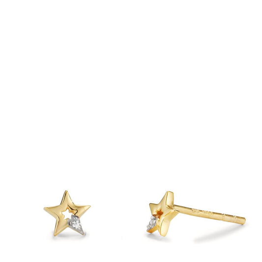 Stud earrings 9k Yellow Gold Zirconia 2 Stones Star Ø5.5 mm