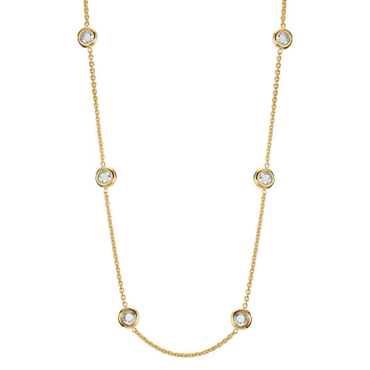 Necklace 9k Yellow Gold Zirconia 6 Stones 42-45 cm