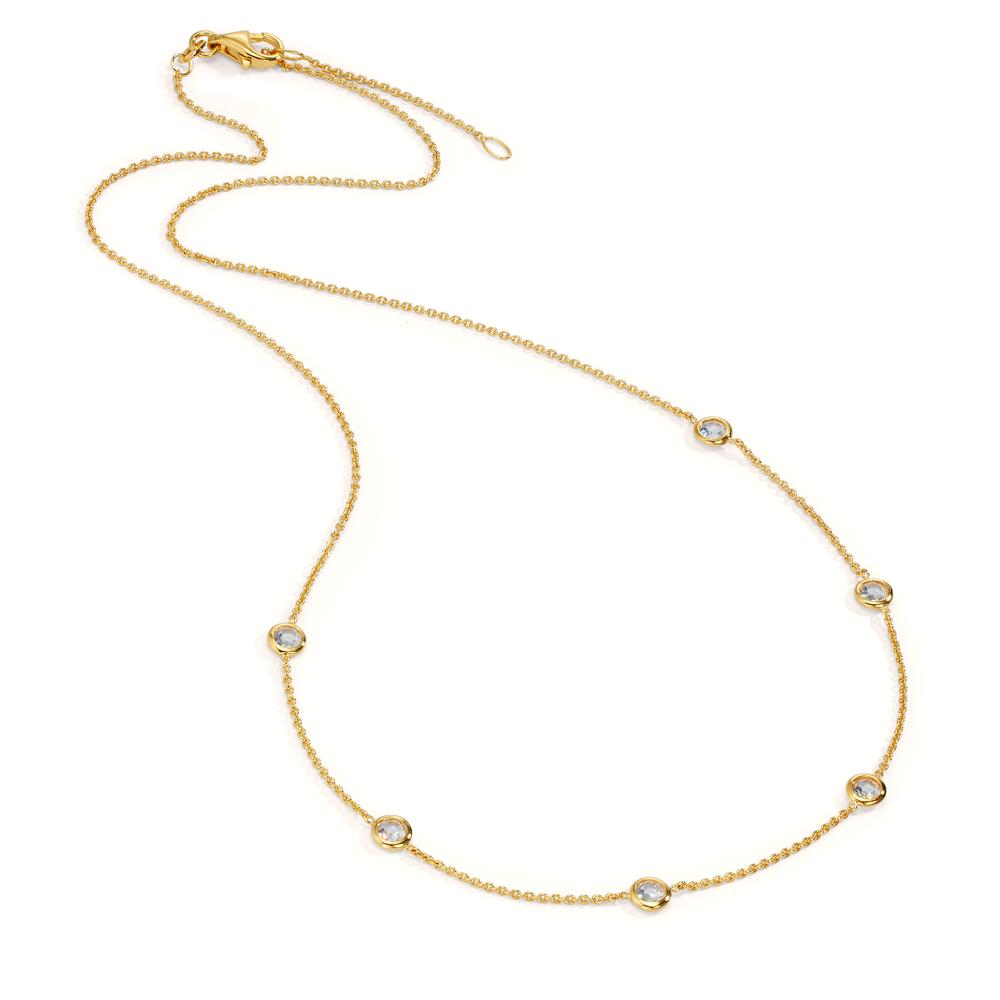 Necklace 9k Yellow Gold Zirconia 6 Stones 42-45 cm