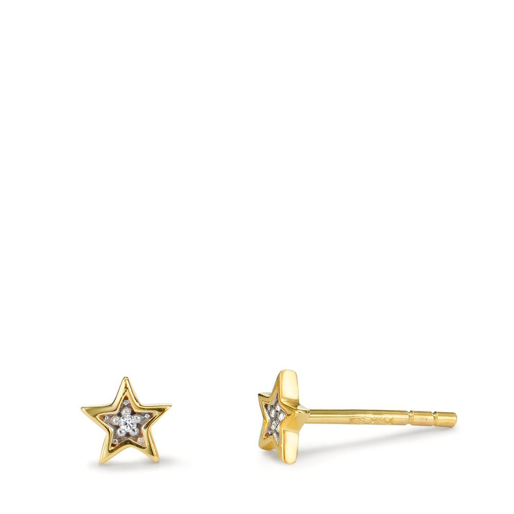 Stud earrings 9k Yellow Gold Zirconia 2 Stones Star Ø5.5 mm