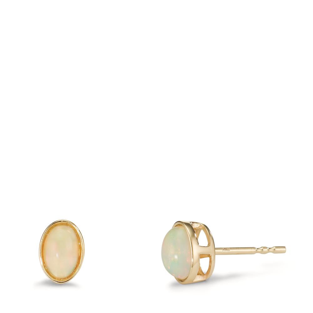 Stud earrings 9k Yellow Gold Opal 2 Stones