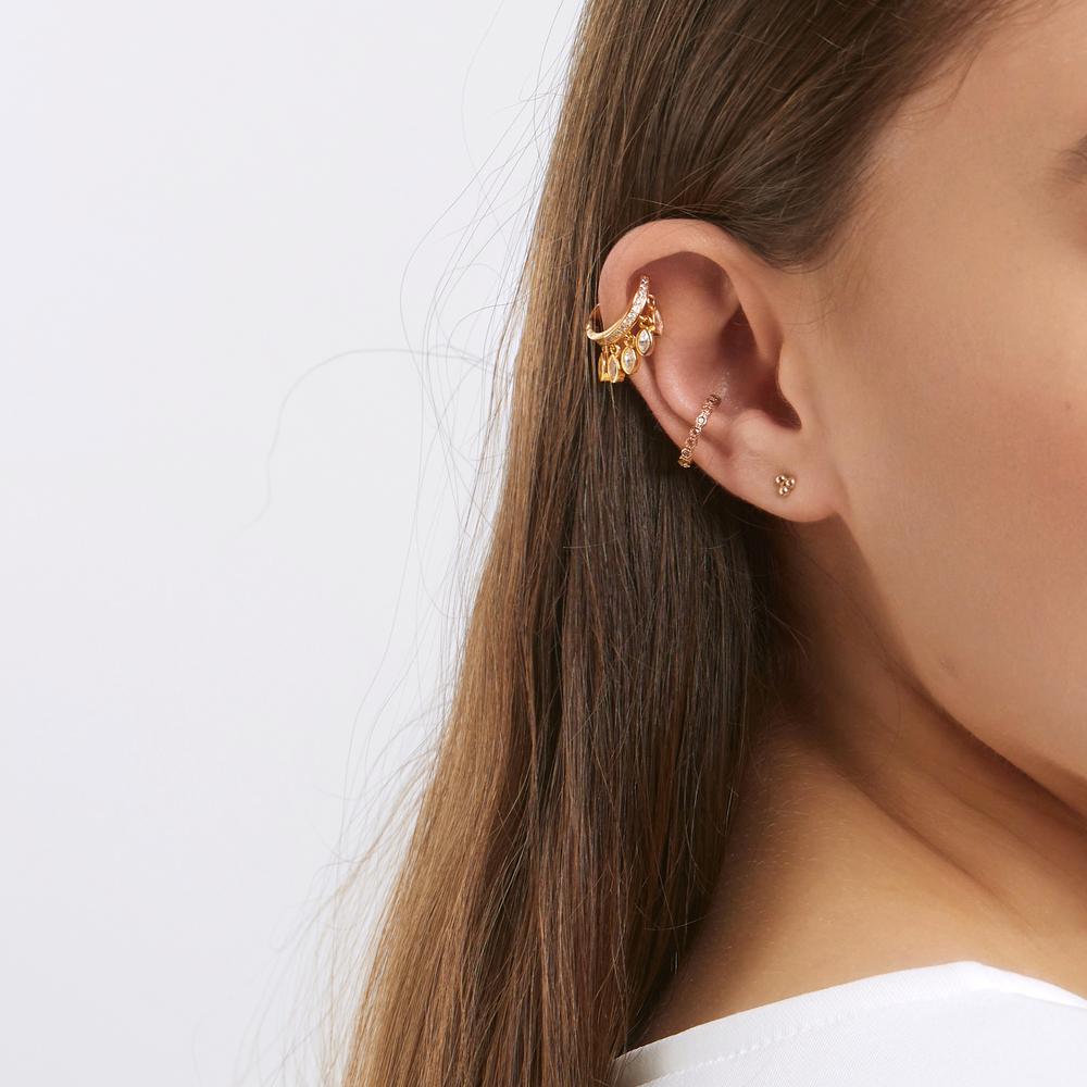 Ear Cuff Silver Zirconia Yellow Gold plated Ø15 mm