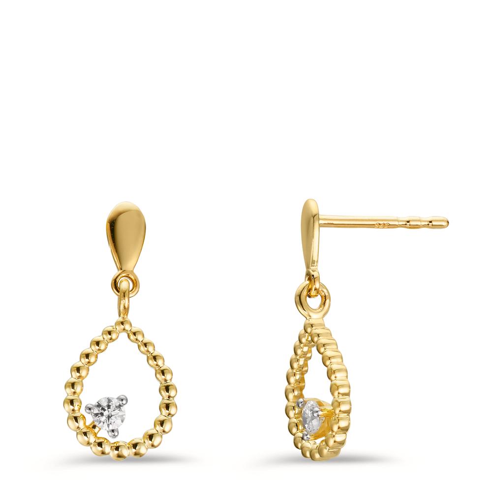 Drop Earrings 9k Yellow Gold Zirconia 2 Stones