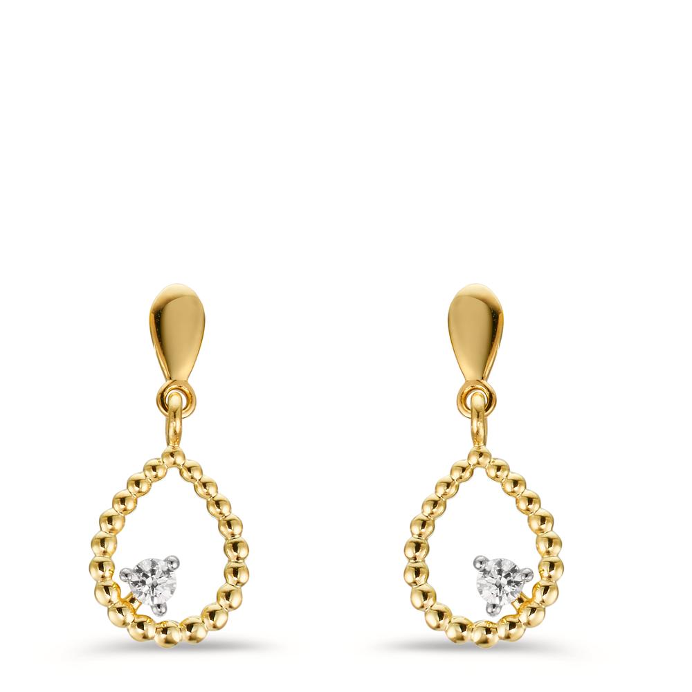 Drop Earrings 9k Yellow Gold Zirconia 2 Stones