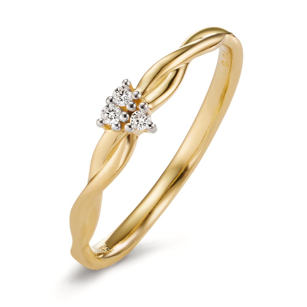 Ring 9k Yellow Gold Diamond 0.04 ct, 3 Stones, w-si