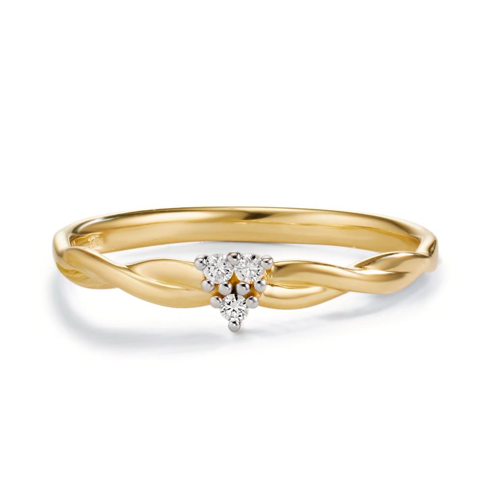 Ring 9k Yellow Gold Diamond 0.04 ct, 3 Stones, w-si