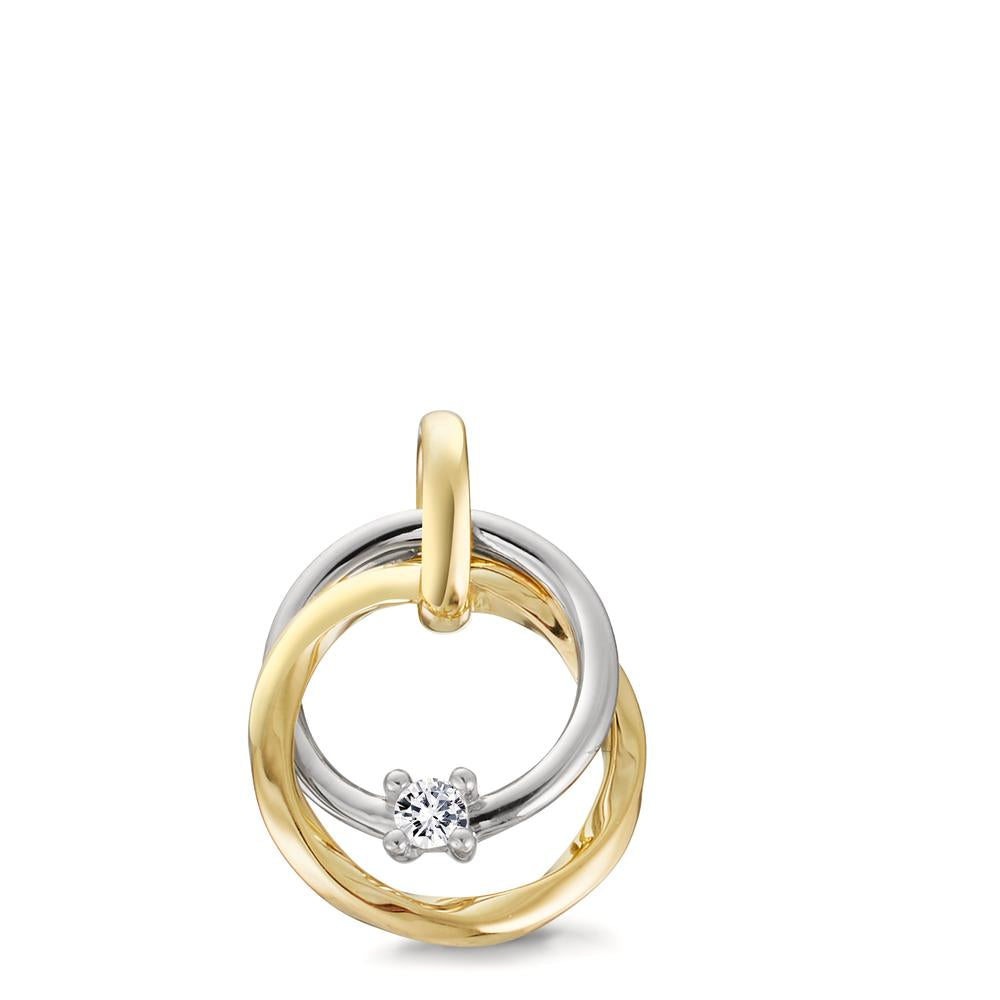 Pendant 9k Yellow Gold, 9k White Gold Diamond 0.03 ct, w-si Ø11 mm