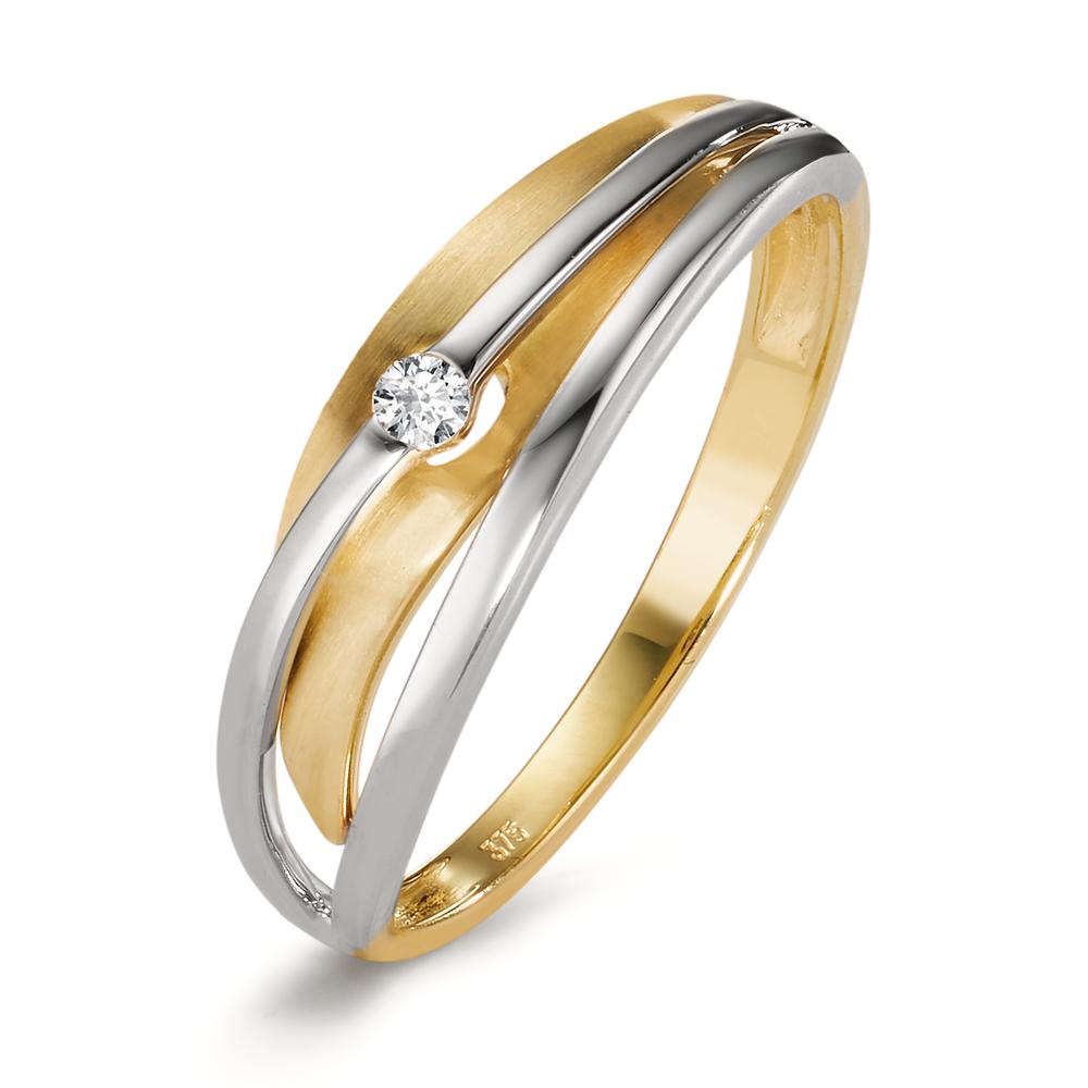 Ring 9k Yellow Gold, 9k White Gold Diamond 0.04 ct, w-si