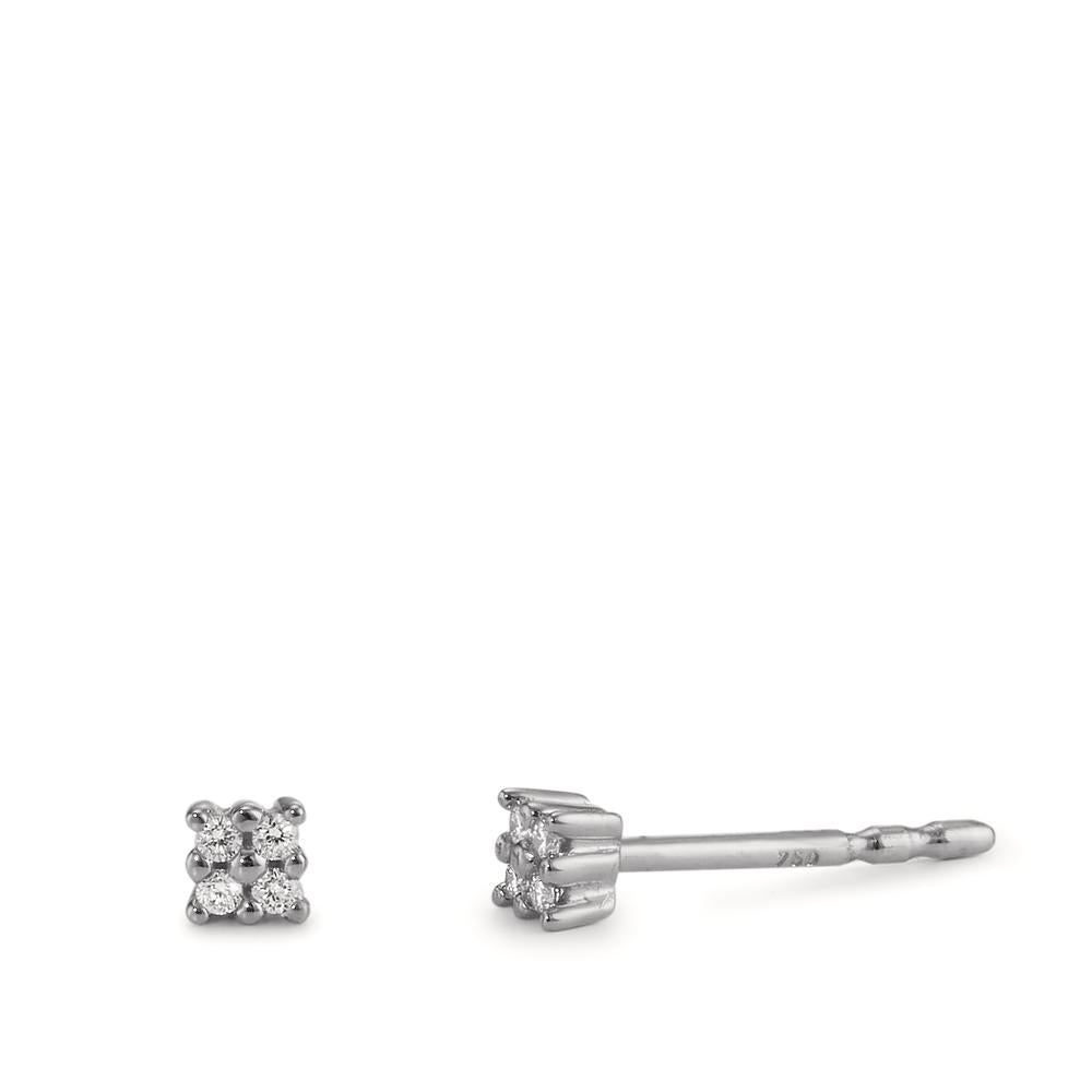 Stud earrings 18k White Gold Diamond 0.04 ct, 8 Stones, p1 Ø2.7 mm