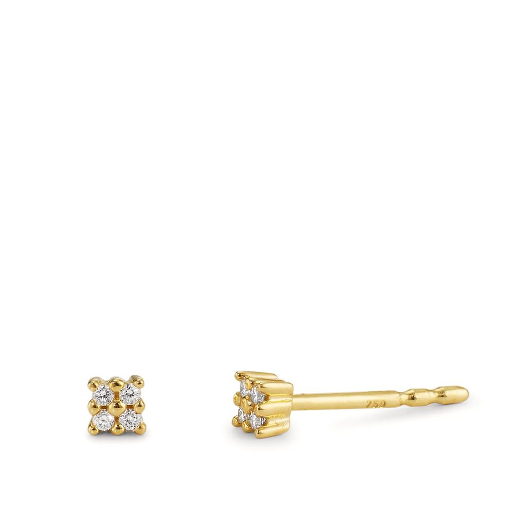 Stud earrings 18k Yellow Gold Diamond 0.04 ct, 8 Stones, p1 Ø2.7 mm