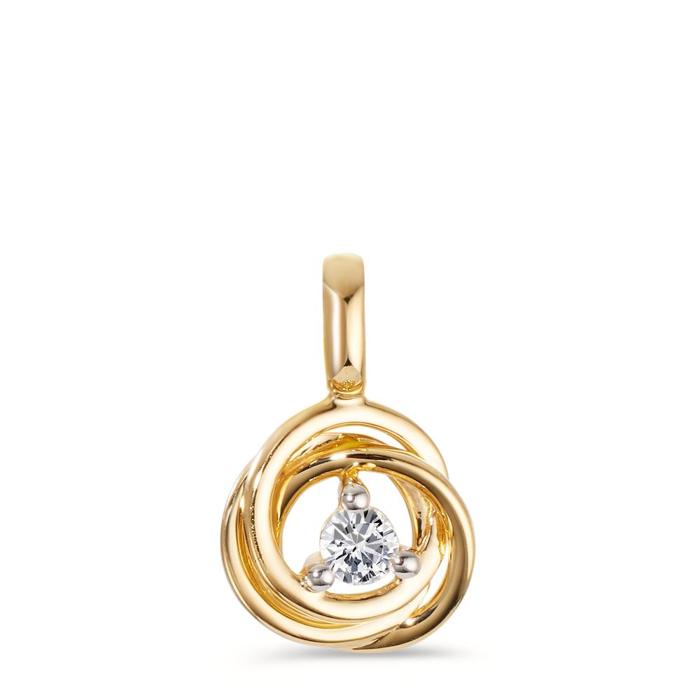 Pendant 18k Yellow Gold Diamond 0.10 ct, w-si Ø9 mm