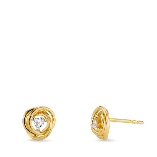 Stud earrings 18k Yellow Gold Diamond 0.10 ct, 2 Stones, w-si