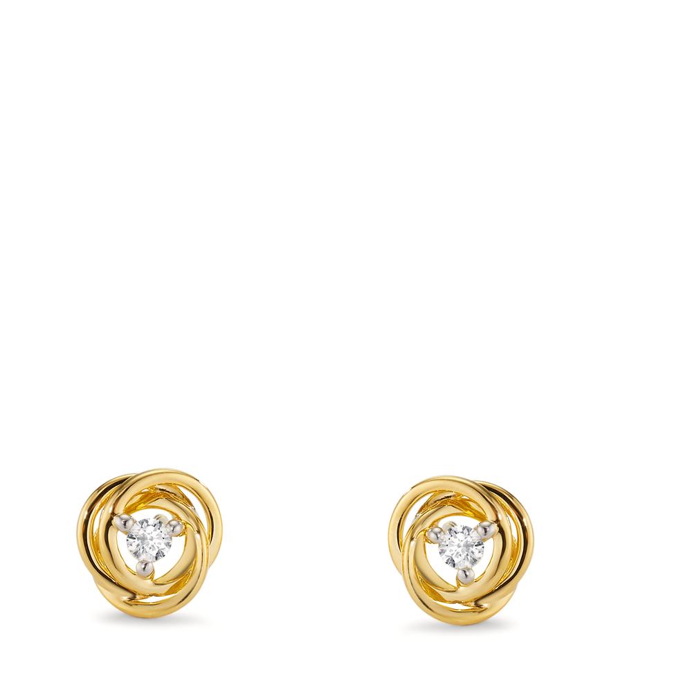 Stud earrings 18k Yellow Gold Diamond 0.10 ct, 2 Stones, w-si