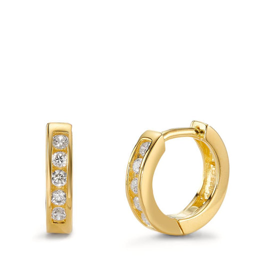 Hinged hoop Silver Zirconia White Yellow Gold plated