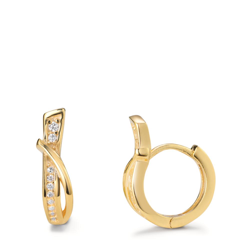 Hinged hoop Silver Zirconia 20 Stones Yellow Gold plated