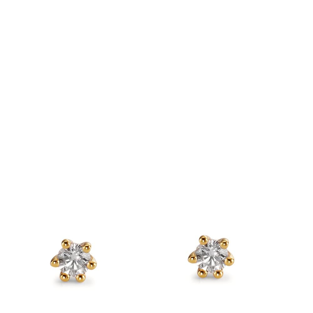 Stud earrings Silver Zirconia 2 Stones Yellow Gold plated Ø3 mm