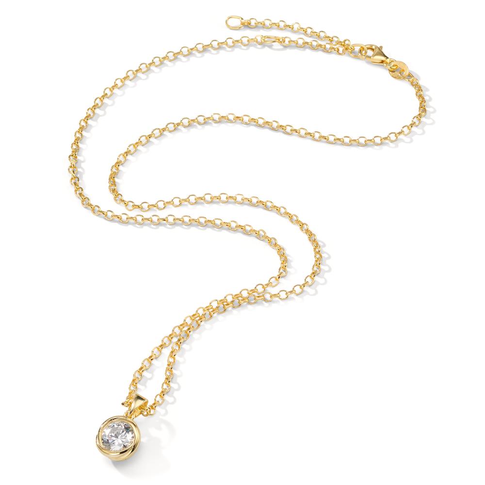 Necklace with pendant Silver Zirconia Yellow Gold plated 40-45 cm Ø10 mm