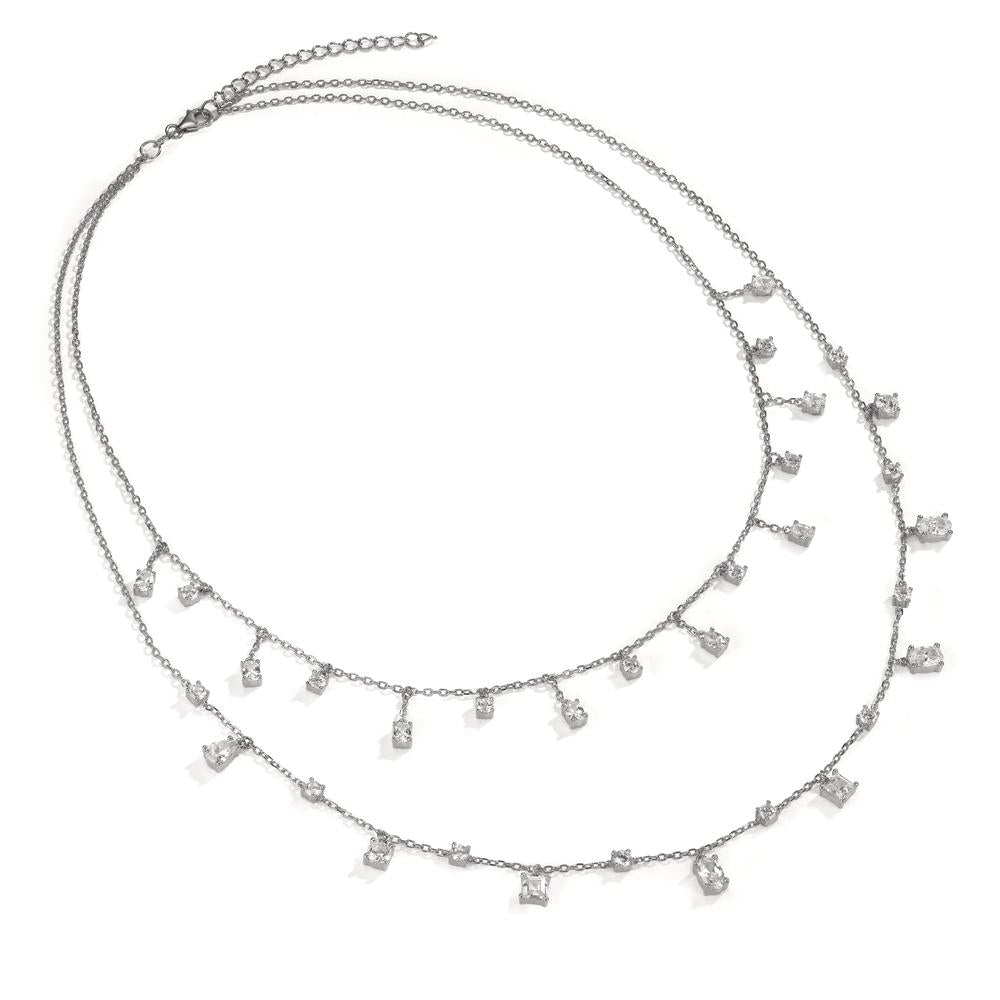 Necklace Silver Zirconia Rhodium plated 39-44 cm