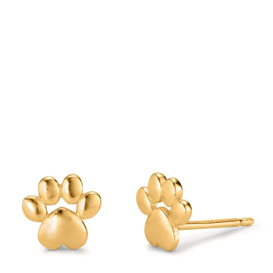 Stud earrings Silver Yellow Gold plated Paw Ø7 mm