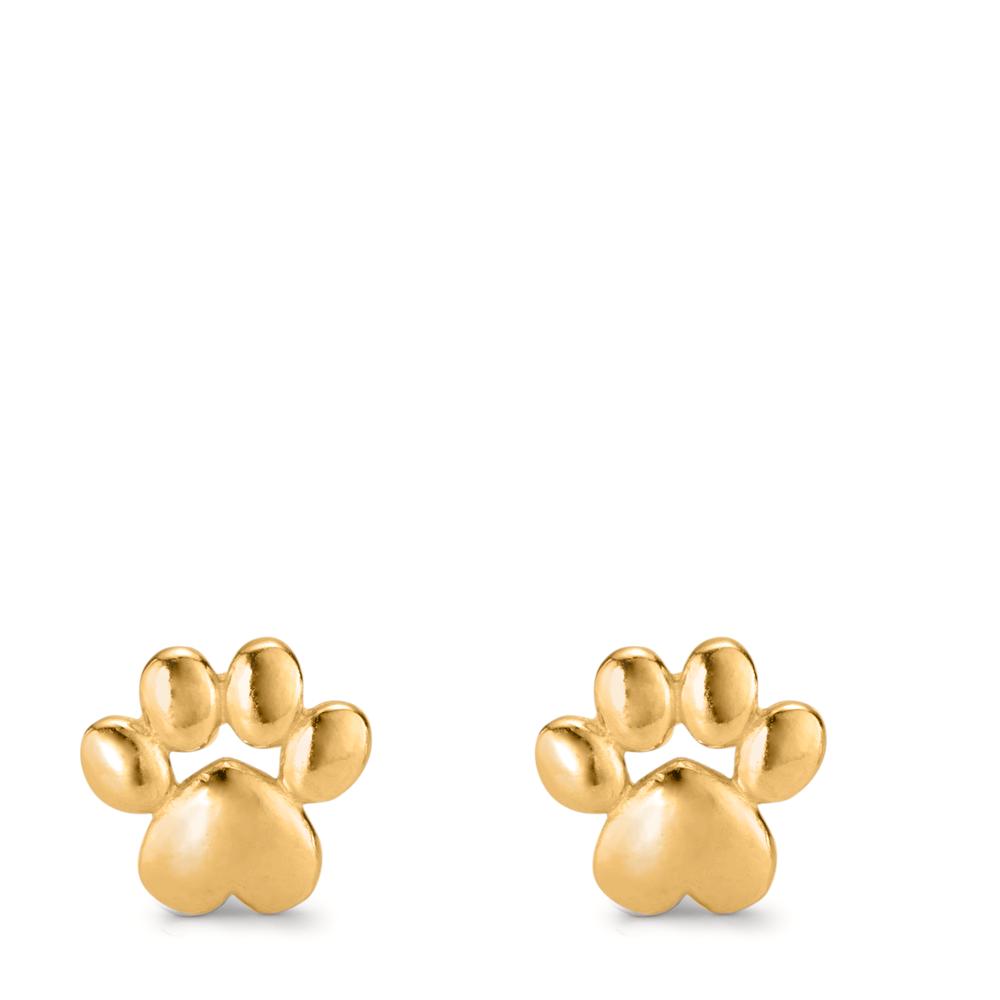 Stud earrings Silver Yellow Gold plated Paw Ø7 mm