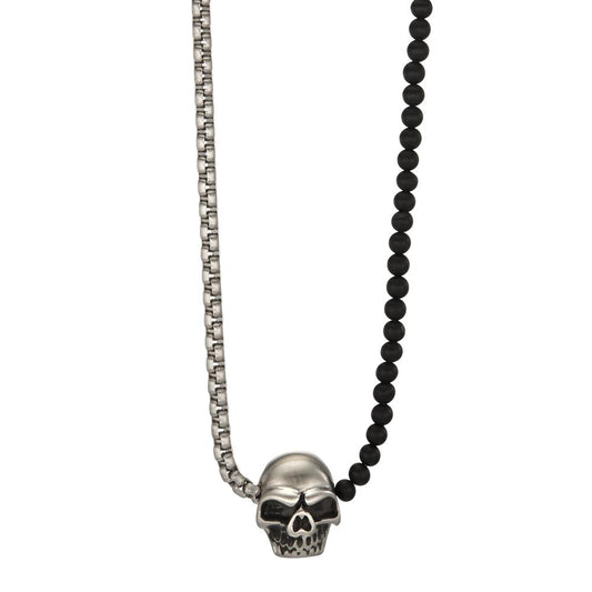 Necklace Stainless steel Agate Skull 60 cm Ø4 mm