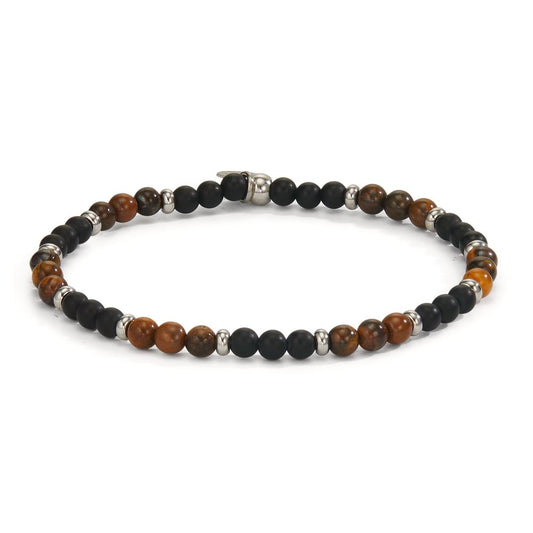 Bracelet Stainless steel Tiger Eye, Onyx 19 cm Ø4.5 mm