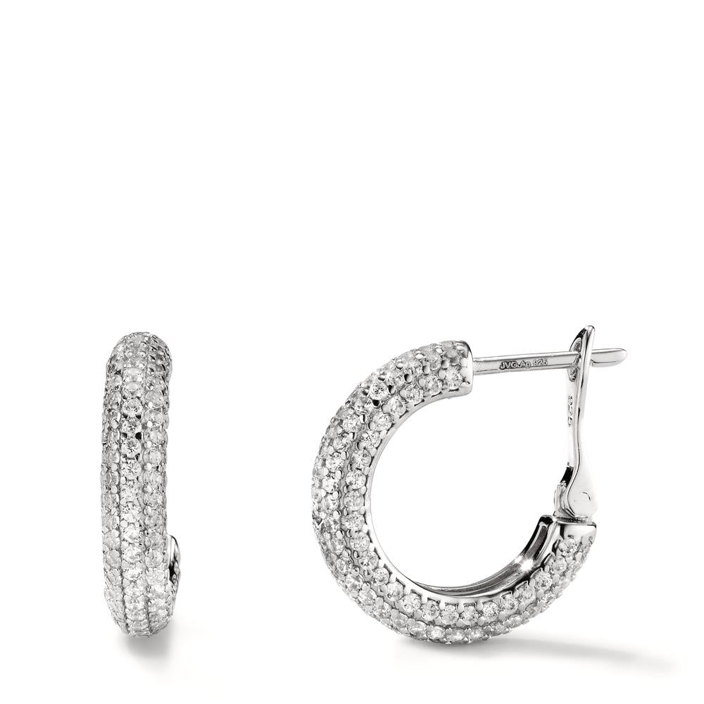 Hoop earrings Silver Zirconia Rhodium plated